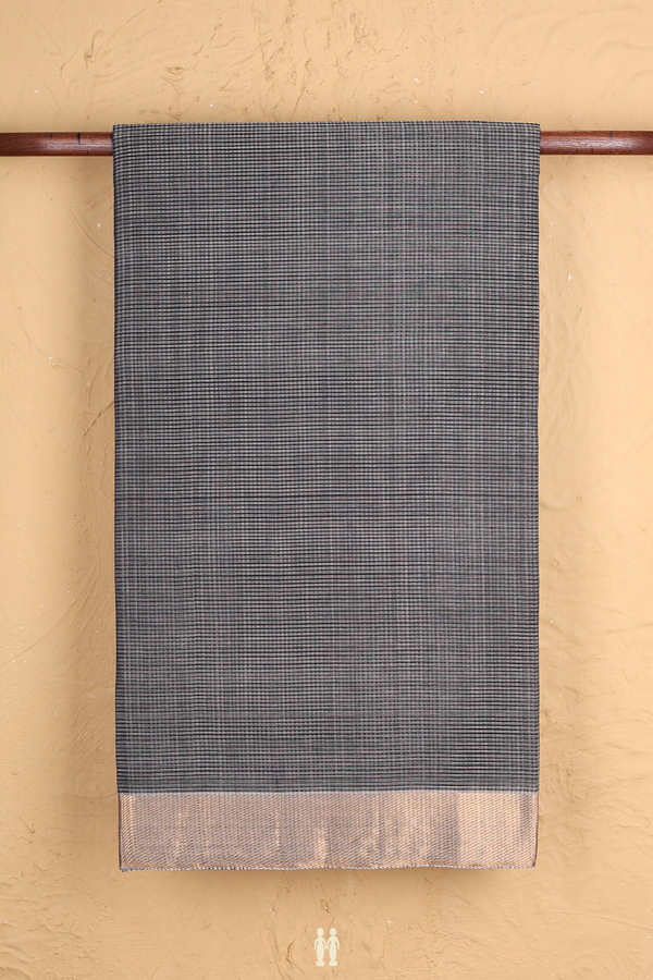 Mangalagiri Cotton Saree In Black With Stripes Design