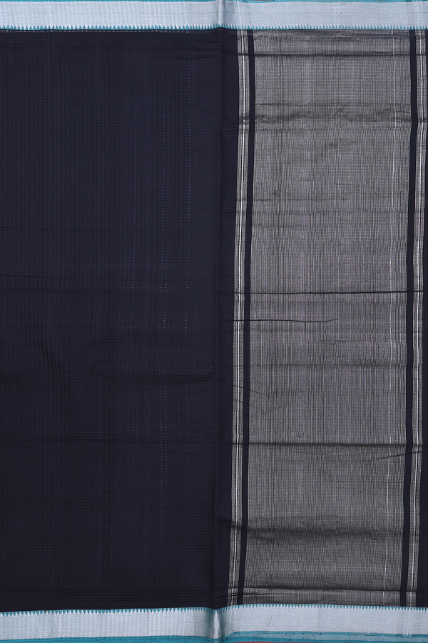Mangalagiri Cotton Saree In Black With Checks Design