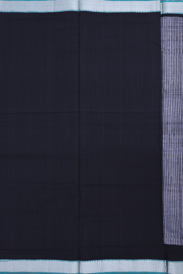 Mangalagiri Cotton Saree In Black With Checks Design