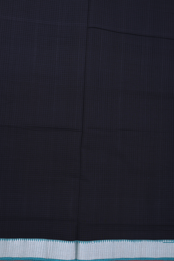 Mangalagiri Cotton Saree In Black With Checks Design