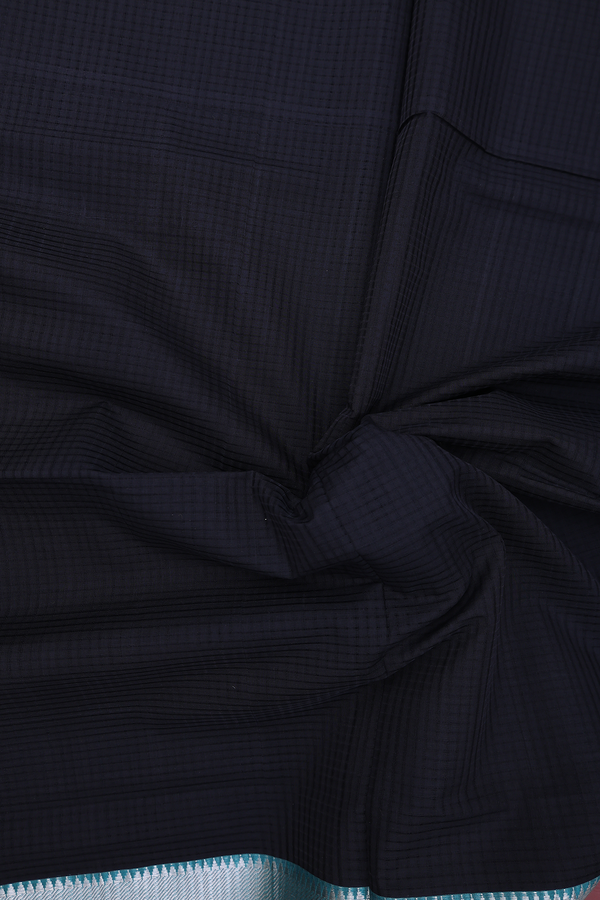 Mangalagiri Cotton Saree In Black With Checks Design