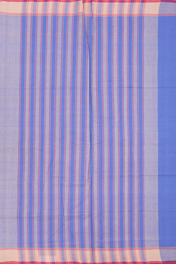 Mangalagiri Cotton Saree In Blue With Contrast Border