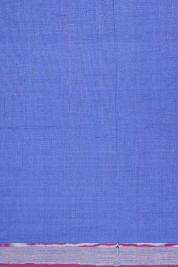 Mangalagiri Cotton Saree In Blue With Contrast Border