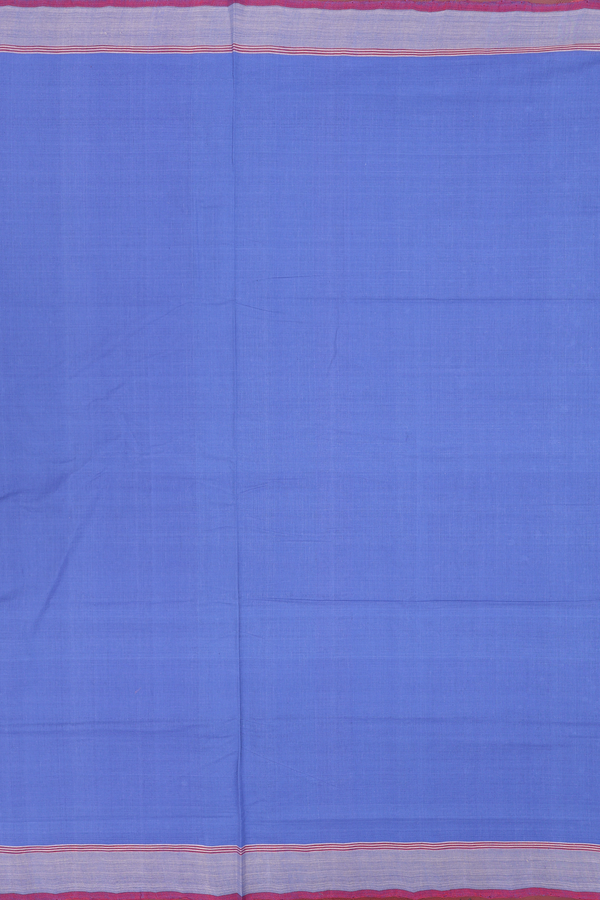 Mangalagiri Cotton Saree In Blue With Contrast Border