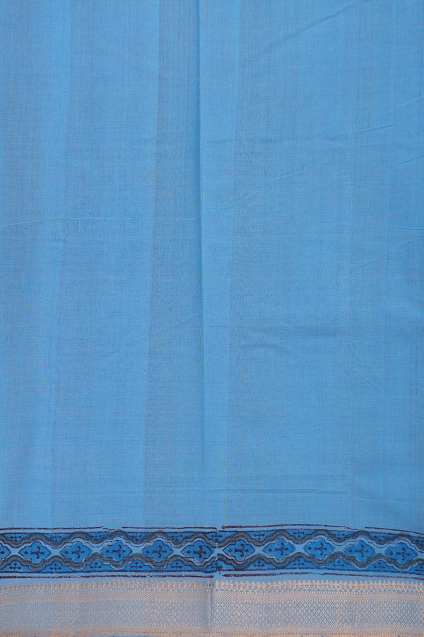 Mangalagiri Cotton Saree In Blue With Floral Printed Design