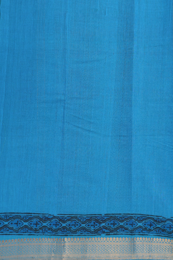 Mangalagiri Cotton Saree In Blue With Floral Printed Design
