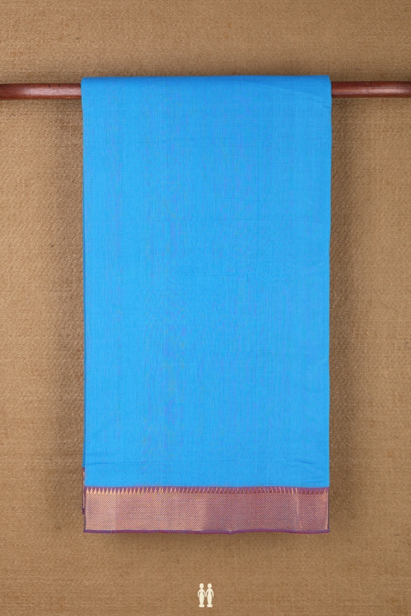 Mangalagiri Cotton Saree In Blue With Twill Weave Border