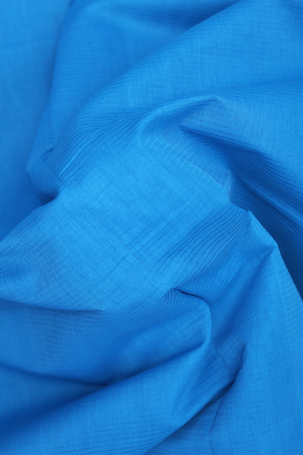 Mangalagiri Cotton Saree In Blue With Twill Weave Border