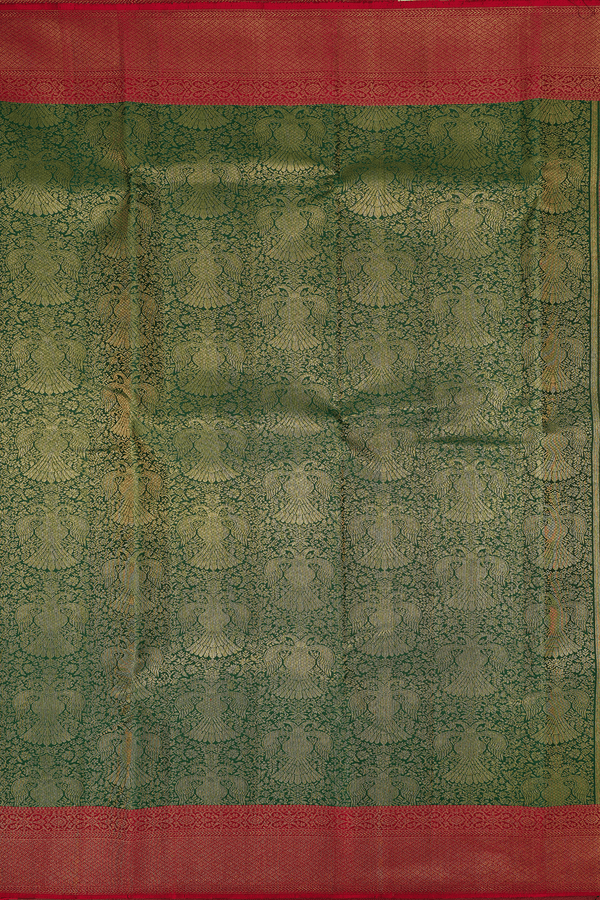 Kanchipuram Silk Saree In Green With Iruthalai Pakshi Design