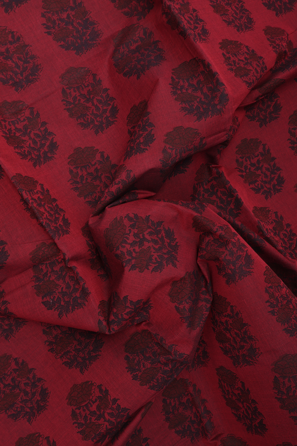 Mangalagiri Cotton Saree In Blush Red With Floral Design
