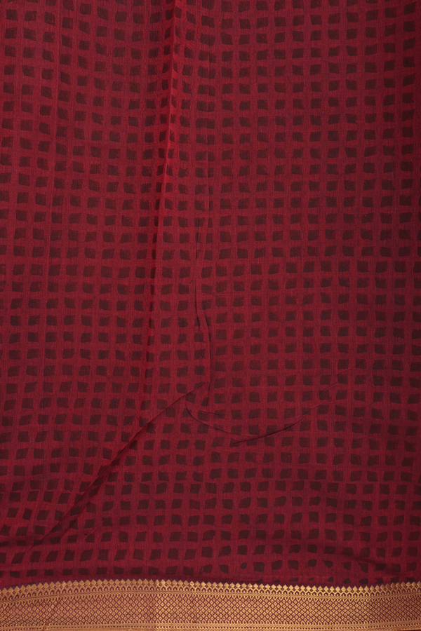Mangalagiri Cotton Saree In Blush Red With Floral Design