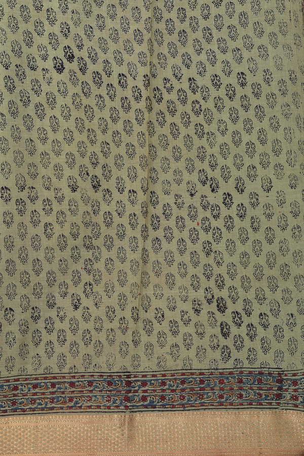 Mangalagiri Cotton Saree In Brick Brown With Printed Design