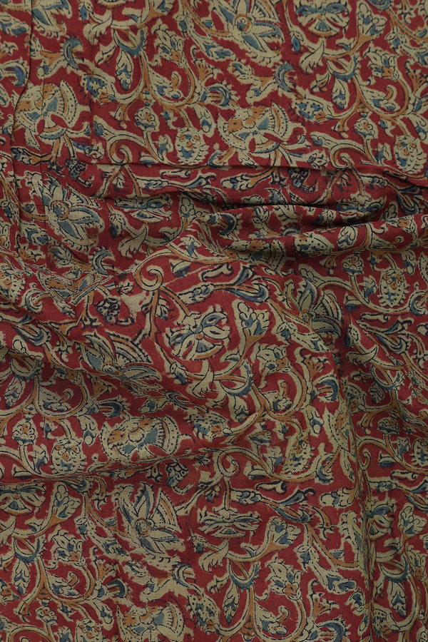 Mangalagiri Cotton Saree In Brick Brown With Printed Design