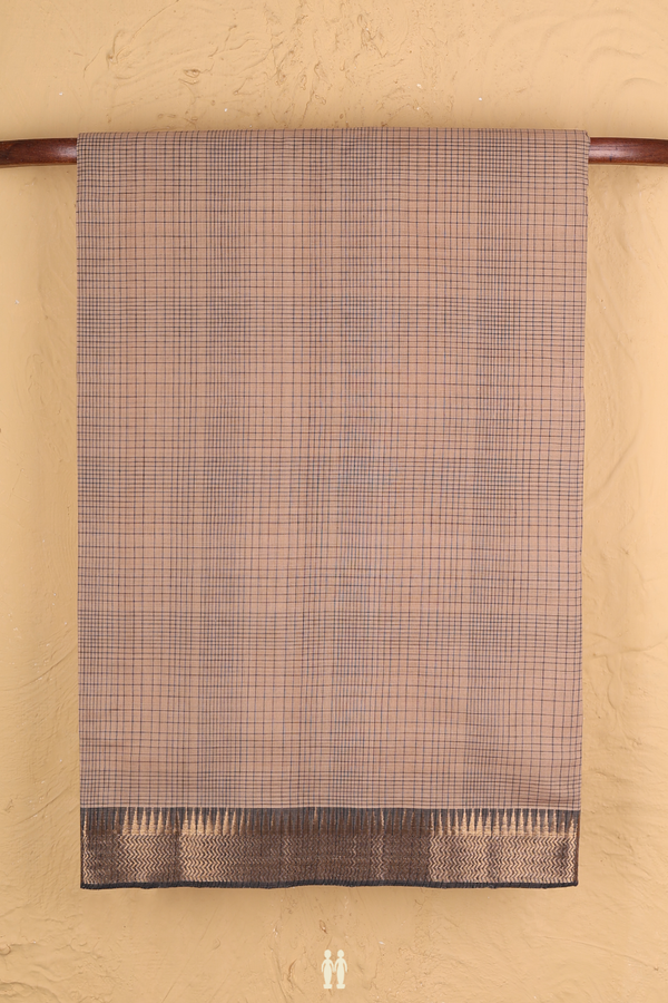 Mangalagiri Cotton Saree In Brown With Checks Design