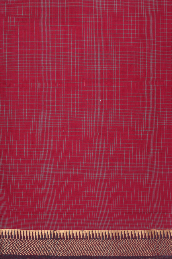 Mangalagiri Cotton Saree In Red With Checks Design