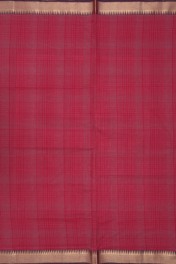 Mangalagiri Cotton Saree In Red With Checks Design