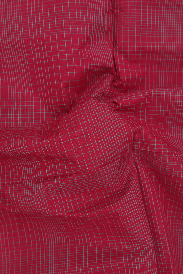 Mangalagiri Cotton Saree In Red With Checks Design