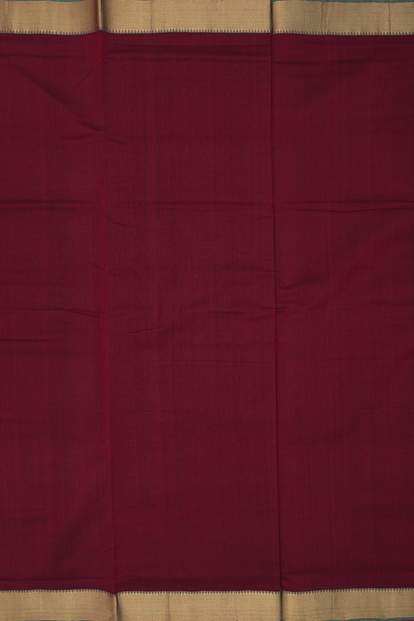 Mangalagiri Cotton Saree In Burgundy Red With Stripes Design