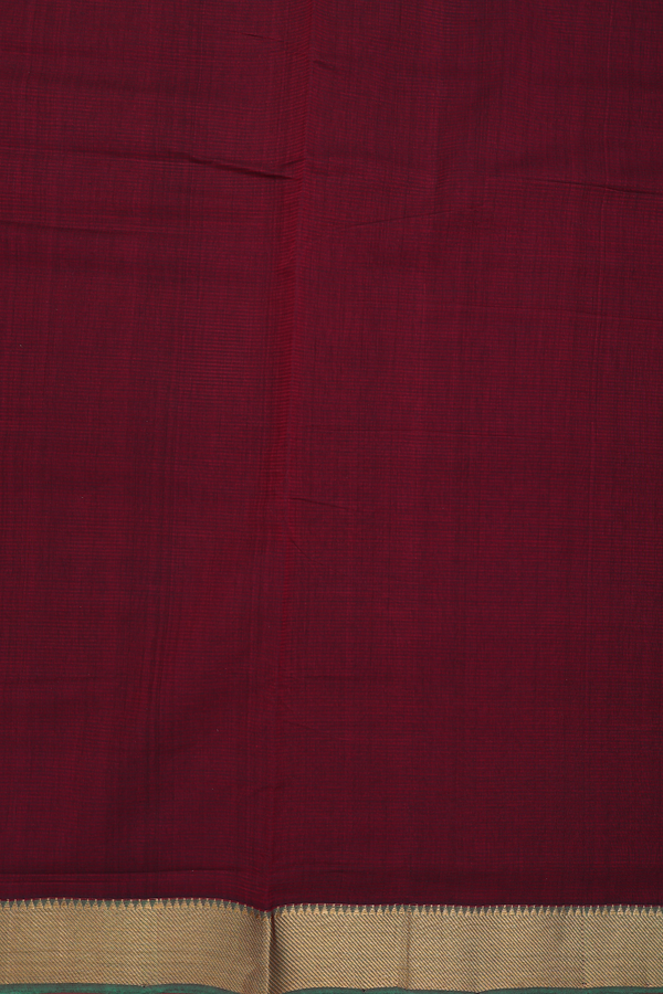 Mangalagiri Cotton Saree In Burgundy Red With Stripes Design