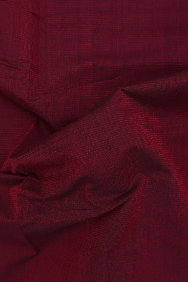 Mangalagiri Cotton Saree In Burgundy Red With Stripes Design