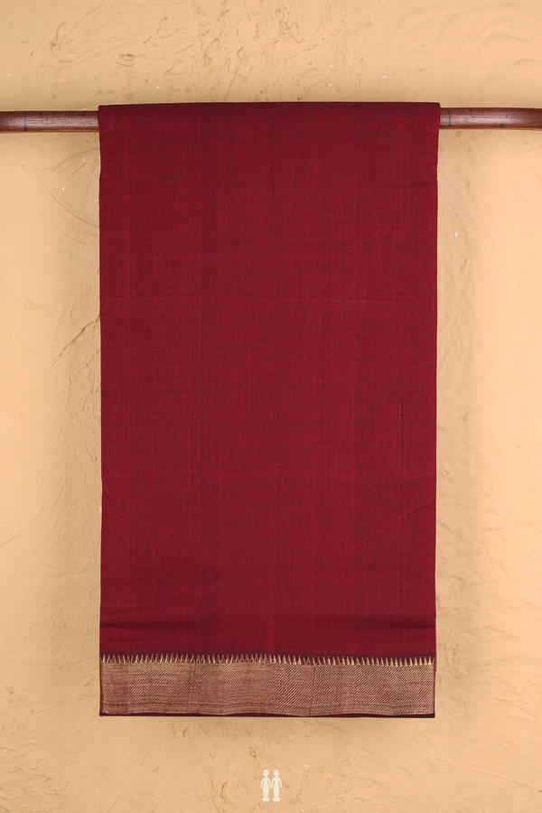 Mangalagiri Cotton Saree In Red With Twill Weave Border