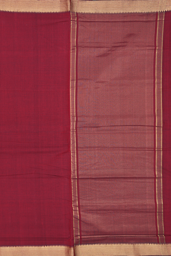 Mangalagiri Cotton Saree In Red With Twill Weave Border