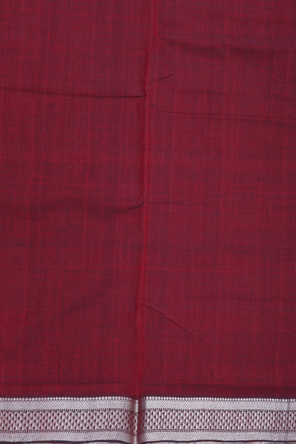 Mangalagiri Cotton Saree In Burgundy Red With Zari Border