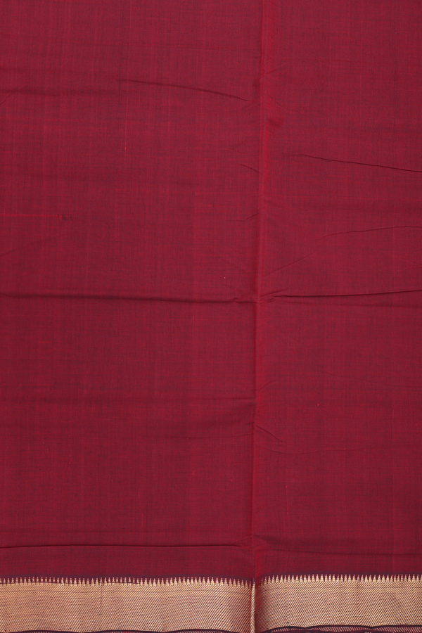 Mangalagiri Cotton Saree In Red With Twill Weave Border