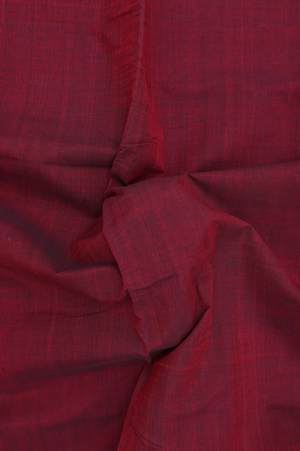 Mangalagiri Cotton Saree In Burgundy Red With Zari Border