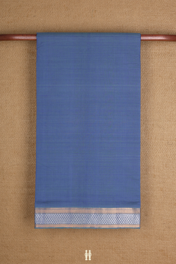 Mangalagiri Cotton Saree In Capri Blue With Zari Border
