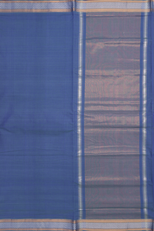 Mangalagiri Cotton Saree In Capri Blue With Zari Border