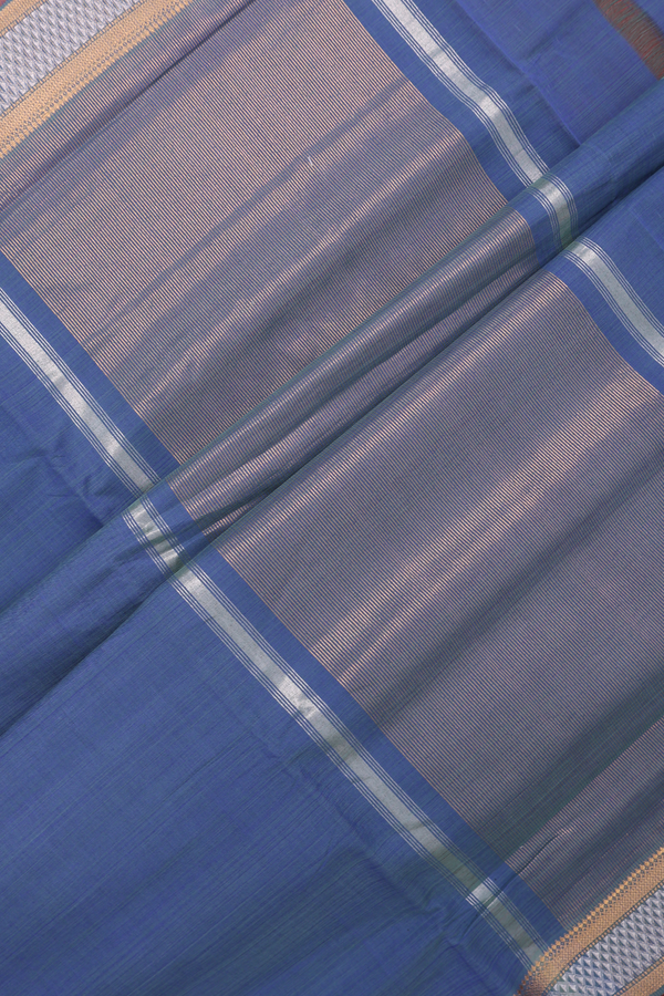 Mangalagiri Cotton Saree In Capri Blue With Zari Border