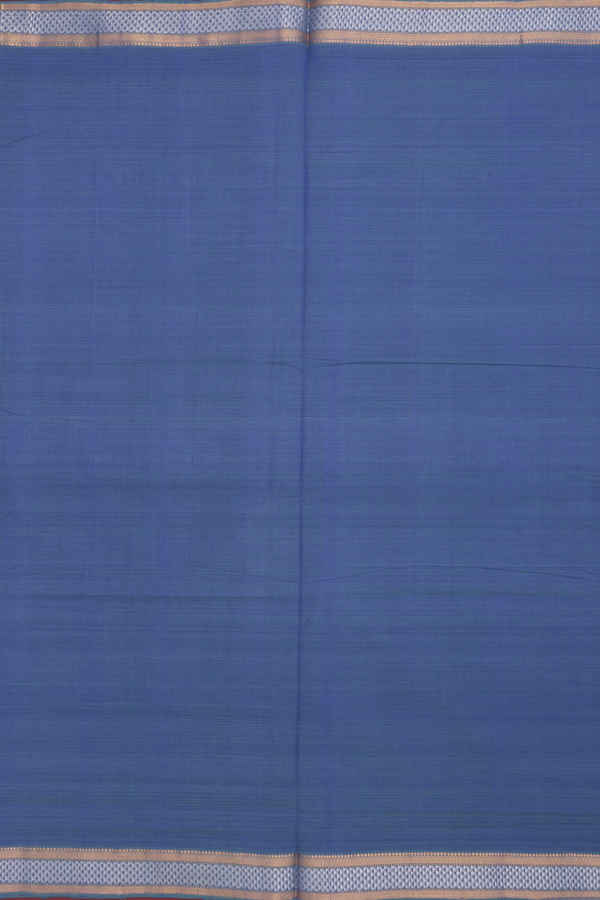 Mangalagiri Cotton Saree In Capri Blue With Zari Border