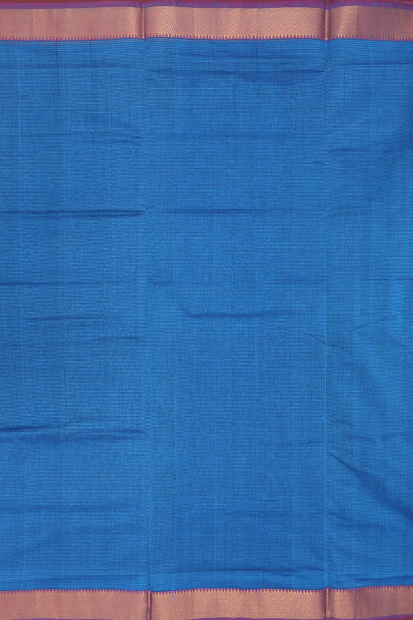 Mangalagiri Cotton Saree In Cerulean Blue With Stripes Design