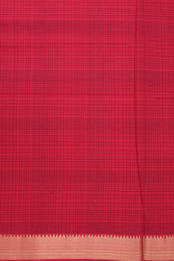 Mangalagiri Cotton Saree In Chilli Red With Checks Design