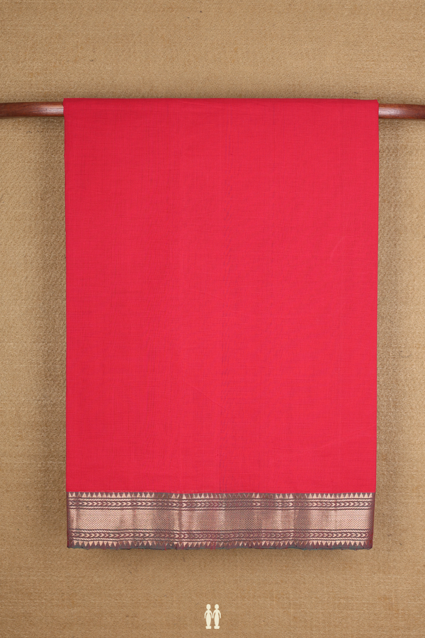 Mangalagiri Cotton Saree In Chilli Red With Zari Border