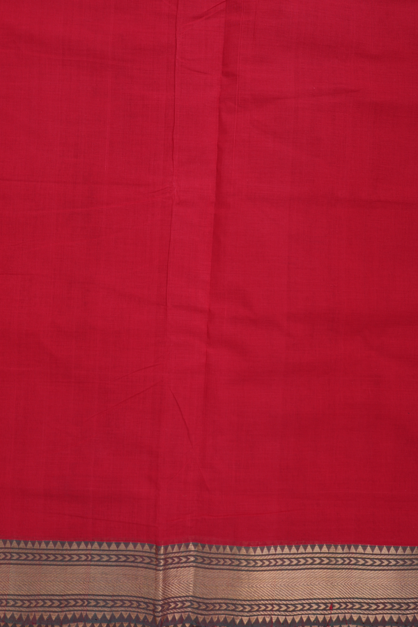 Mangalagiri Cotton Saree In Chilli Red With Zari Border