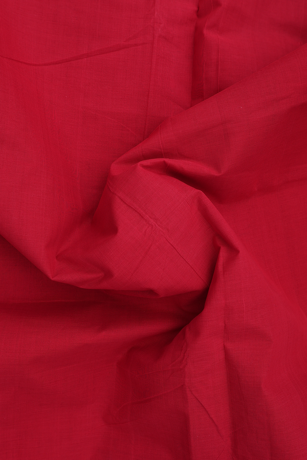 Mangalagiri Cotton Saree In Chilli Red With Zari Border