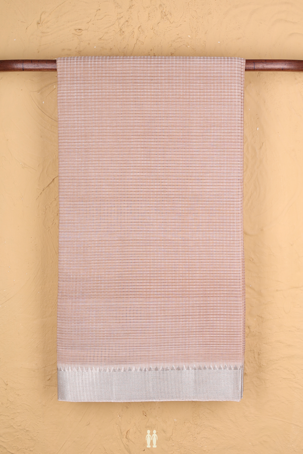 Mangalagiri Cotton Saree In Coffee Cream With Stripes Design