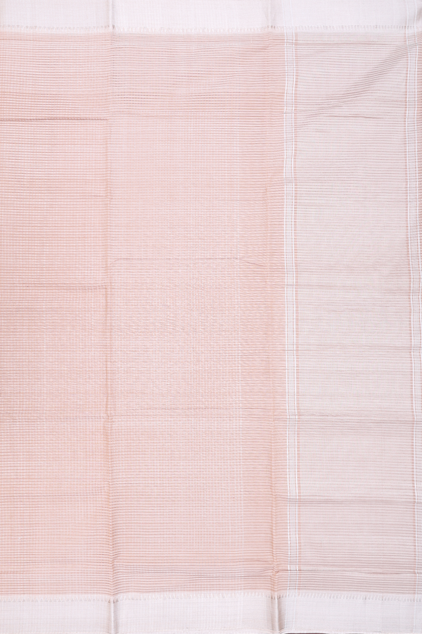 Mangalagiri Cotton Saree In Coffee Cream With Stripes Design