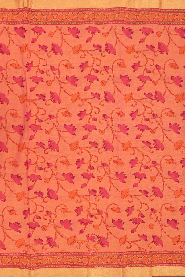 Mangalagiri Cotton Saree In Dual Tone  With Floral Design