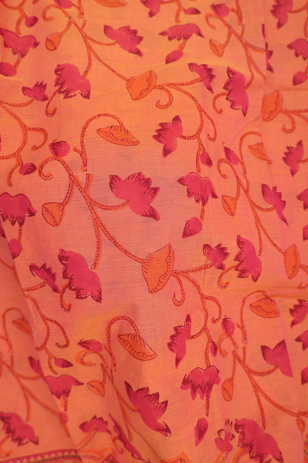 Mangalagiri Cotton Saree In Dual Tone  With Floral Design