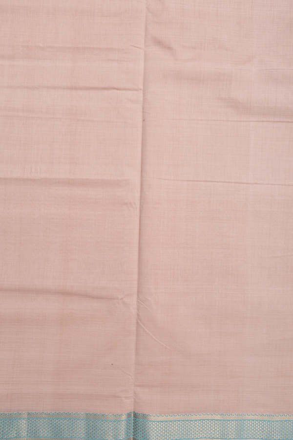 Mangalagiri Cotton Saree In Cream Color With Contrast Border