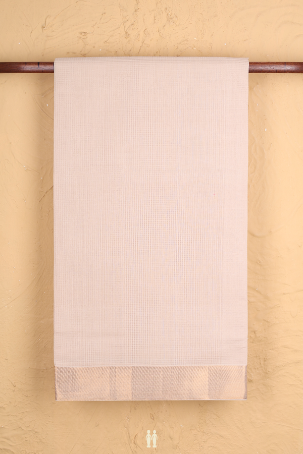 Mangalagiri Cotton Saree In Cream Color With Zari Border
