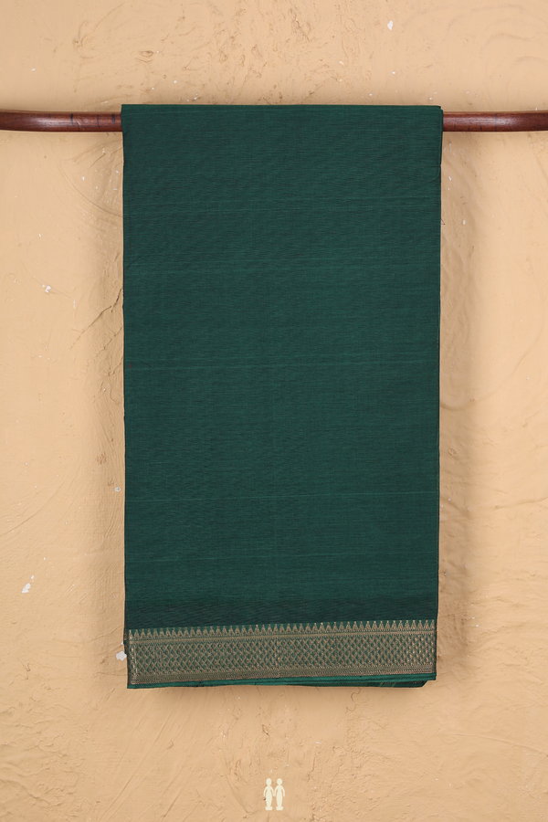 Mangalagiri Cotton Saree In Dark Green With Arai Madam Border