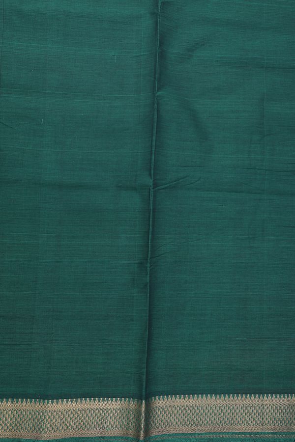 Mangalagiri Cotton Saree In Dark Green With Arai Madam Border