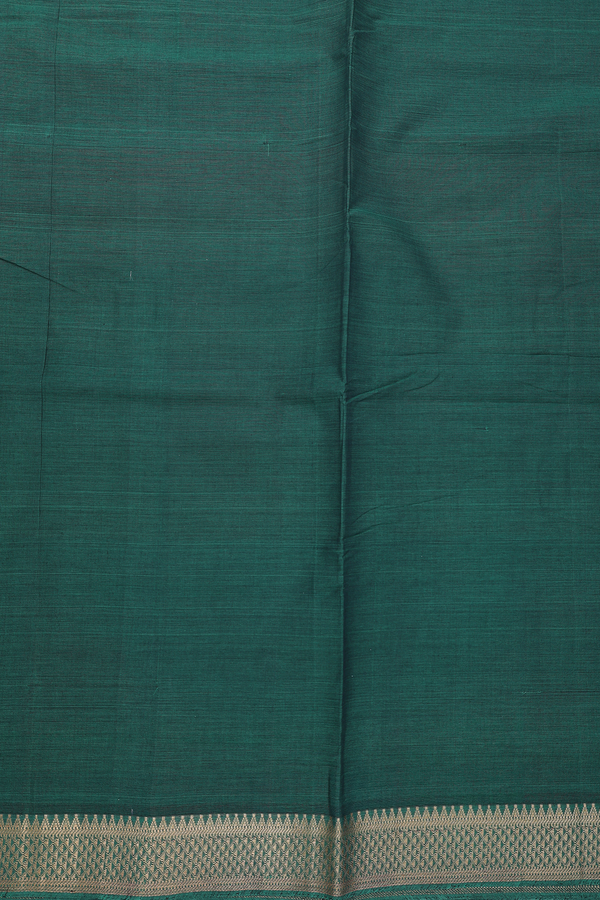 Mangalagiri Cotton Saree In Dark Green With Arai Madam Border