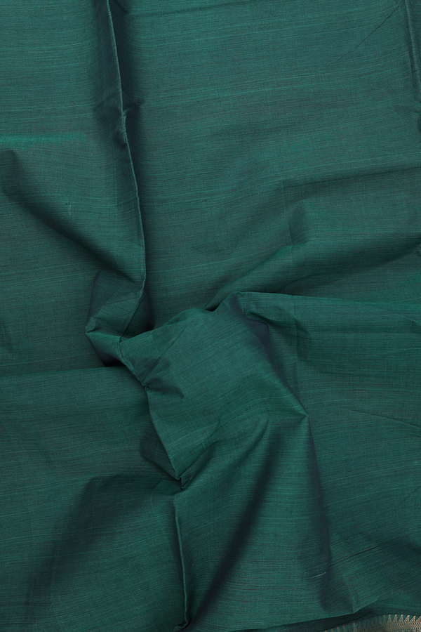 Mangalagiri Cotton Saree In Dark Green With Arai Madam Border