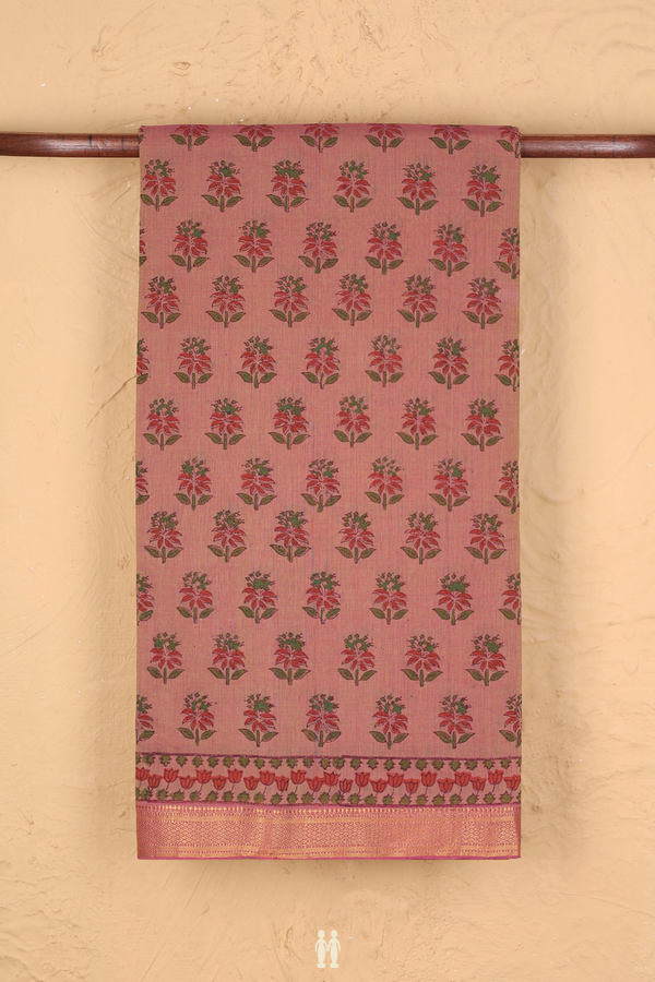 Mangalagiri Cotton Saree In Dual Tone With Floral Design