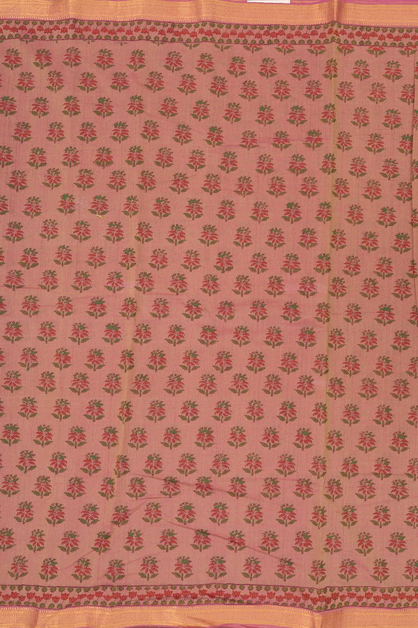Mangalagiri Cotton Saree In Dual Tone With Floral Design